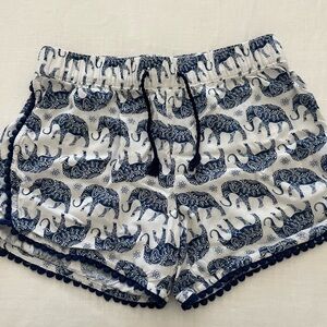 Blue and White Elephant Print Shorts